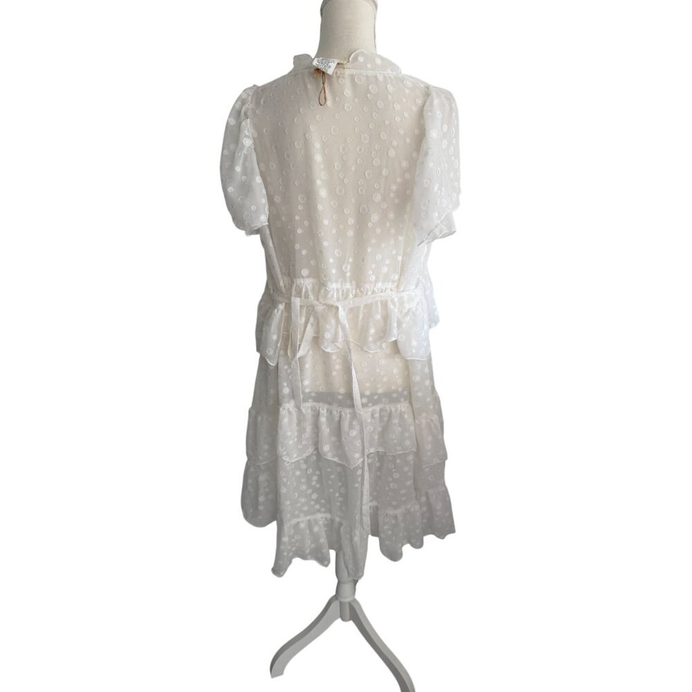 MUCHE MUCHETTE White Sheer Ruffle Coverup Dress One Size NEW NWOT